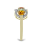 Anillo de Plata Bañada en Oro con Turmalina Arco Iris Pelmadulla y Diamante blanco