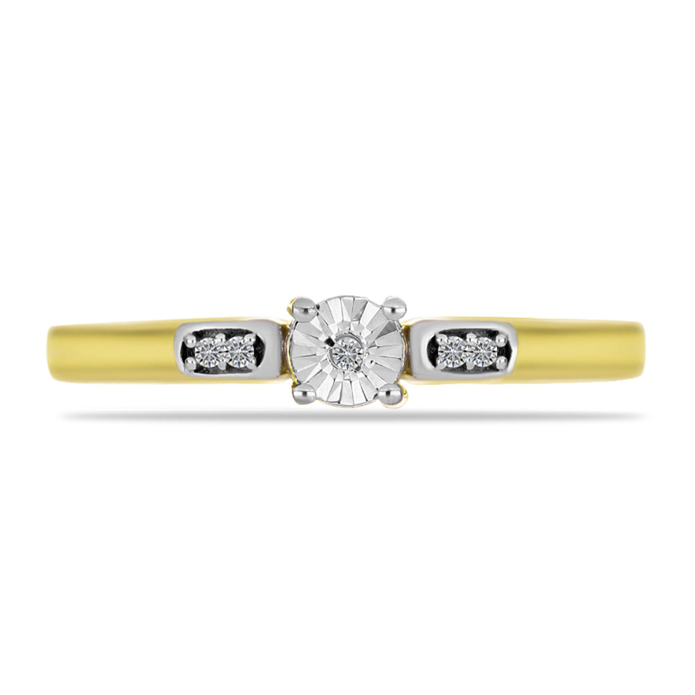 Anillo de Plata Bañada en Oro con Diamante blanco 1 