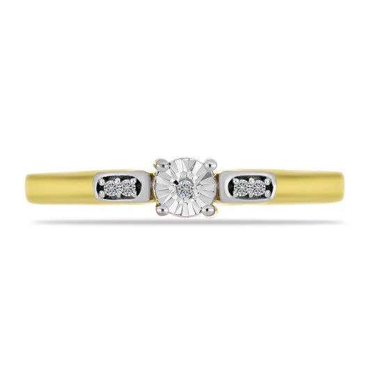 Anillo de Plata Bañada en Oro con Diamante blanco