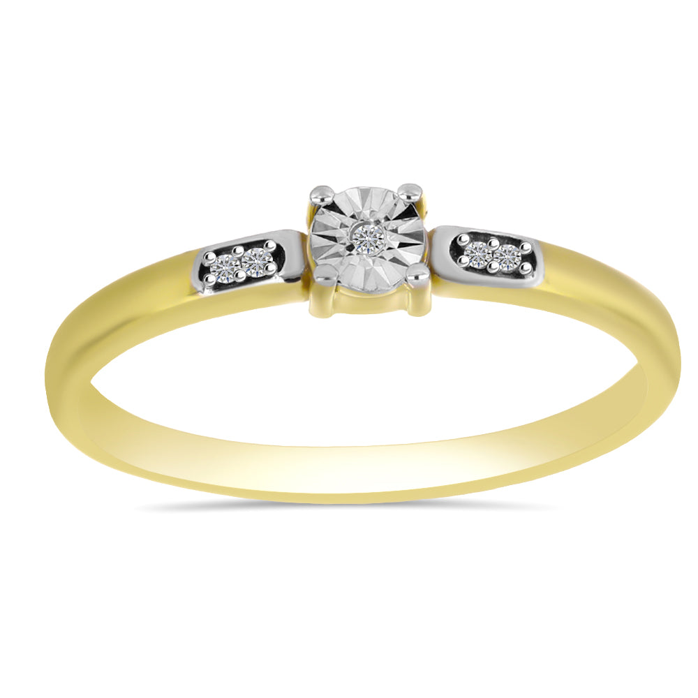 Anillo de Plata Bañada en Oro con Diamante blanco 3 