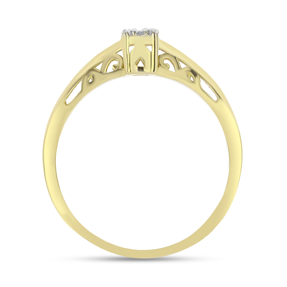 Anillo de Plata Bañada en Oro con Diamante blanco 2 