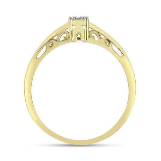 Anillo de Plata Bañada en Oro con Diamante blanco
