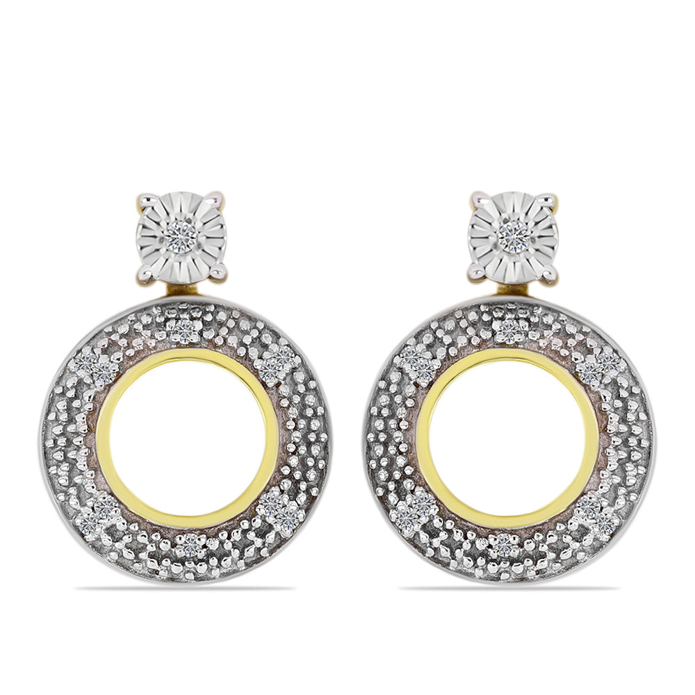 Pendientes de Plata Bañada en Oro con Diamante blanco