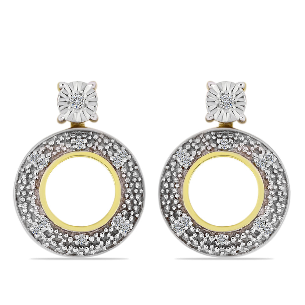 Pendientes de Plata Bañada en Oro con Diamante blanco