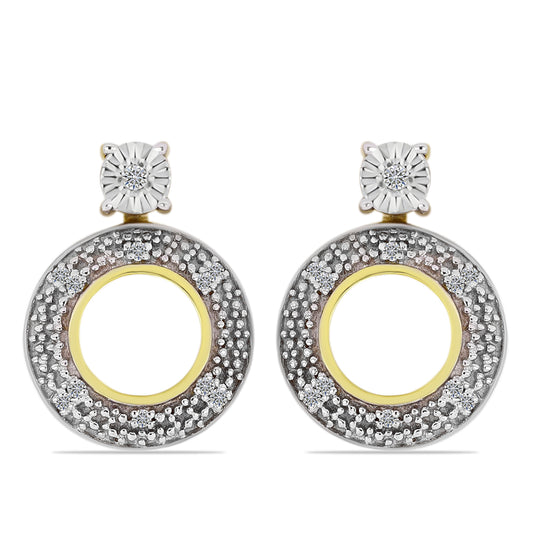 Pendientes de Plata Bañada en Oro con Diamante blanco