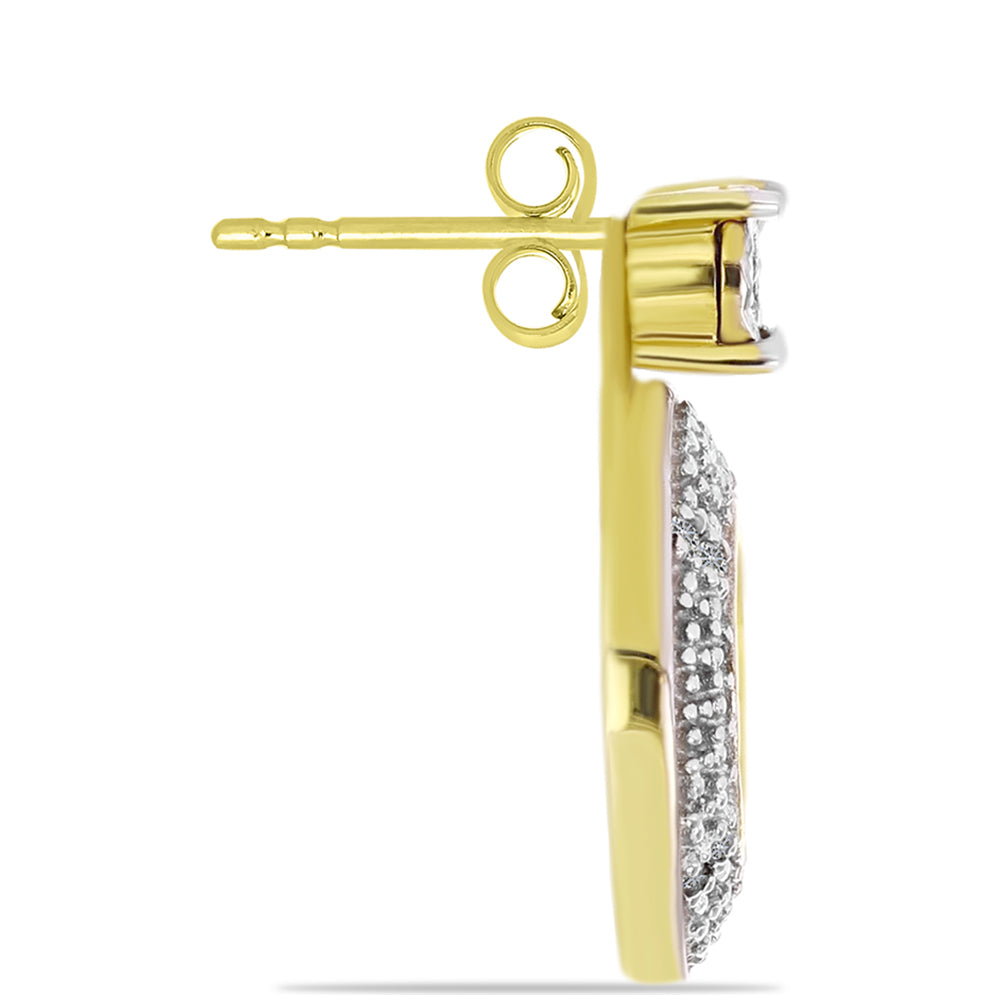 Pendientes de Plata Bañada en Oro con Diamante blanco 4 