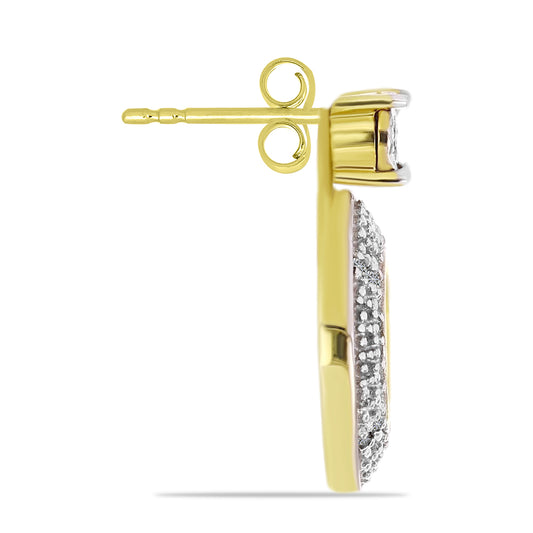 Pendientes de Plata Bañada en Oro con Diamante blanco