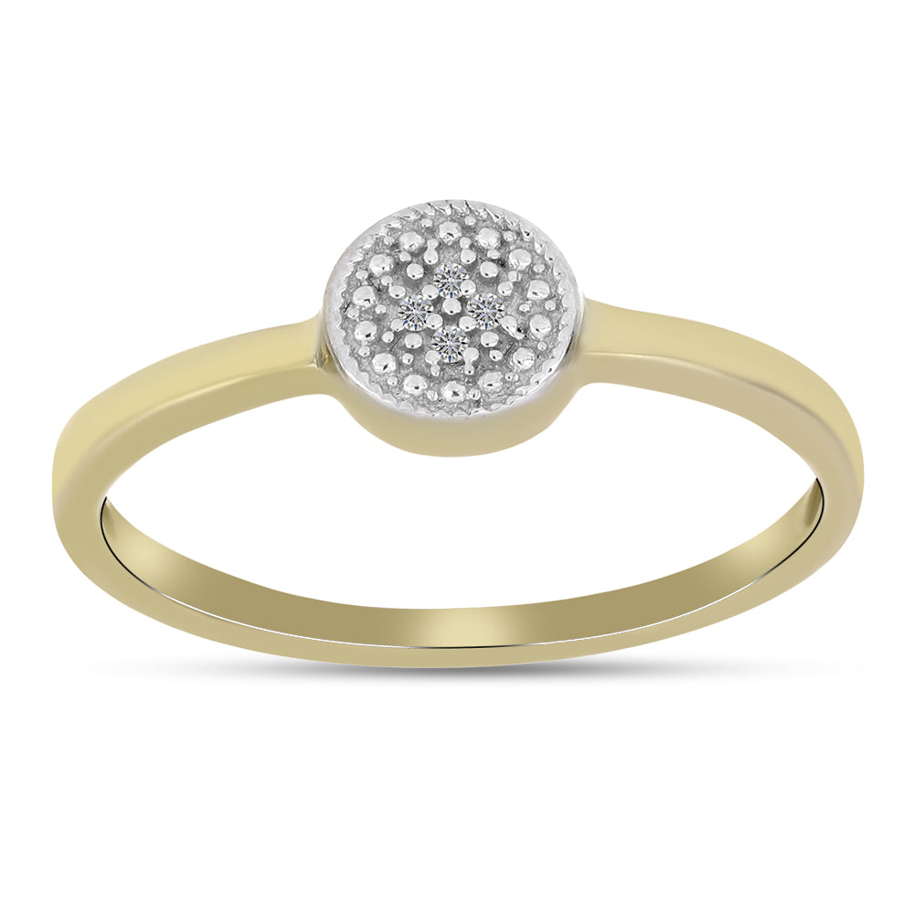 Anillo de Plata Bañada en Oro con Diamante blanco 3 