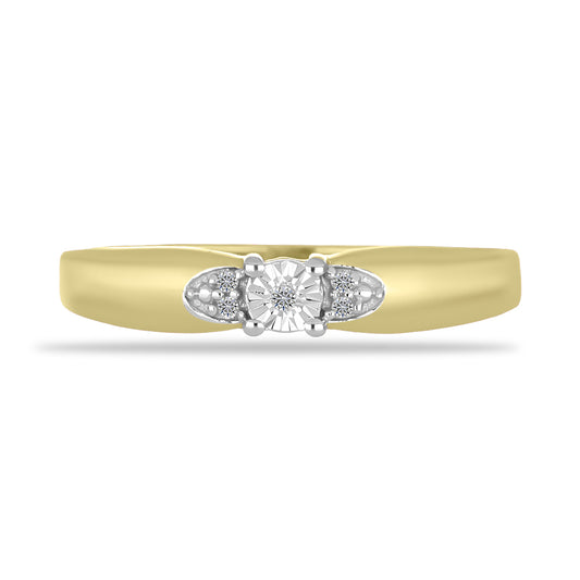 Anillo de Plata Bañada en Oro con Diamante blanco