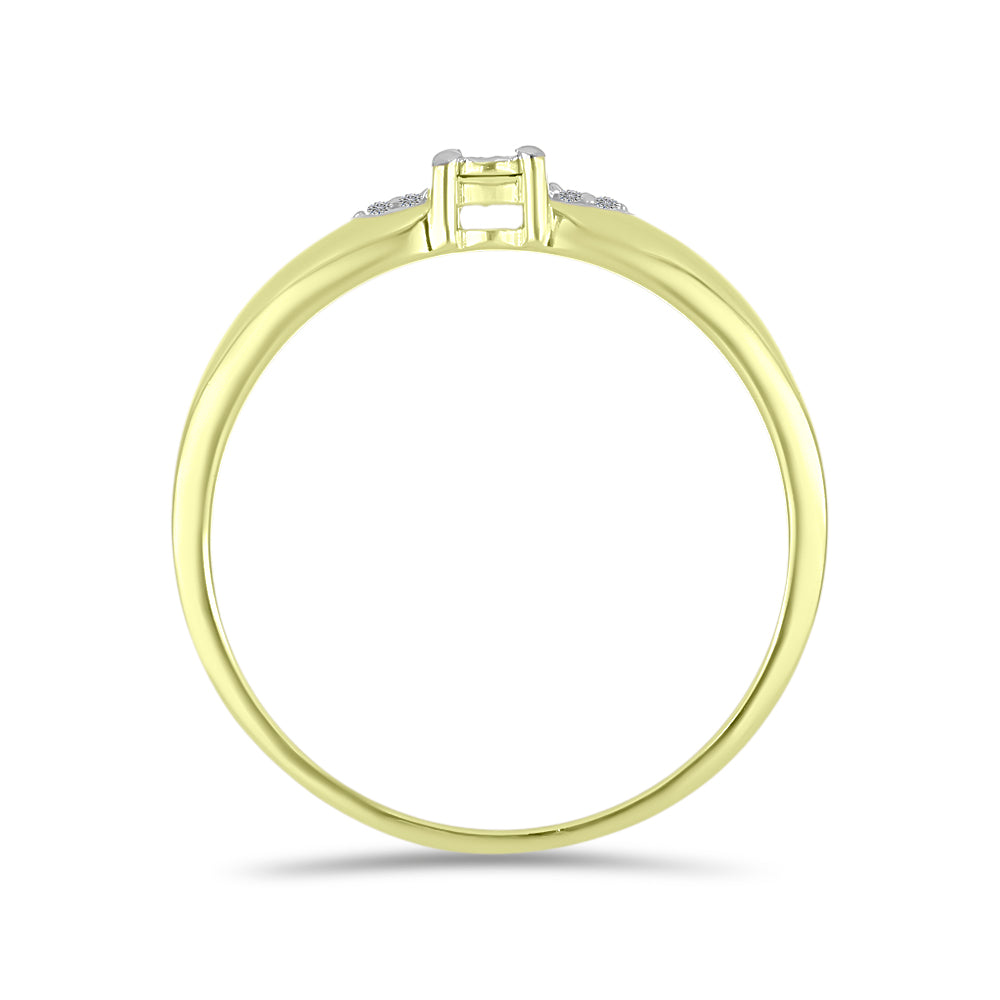 Anillo de Plata Bañada en Oro con Diamante blanco 2 