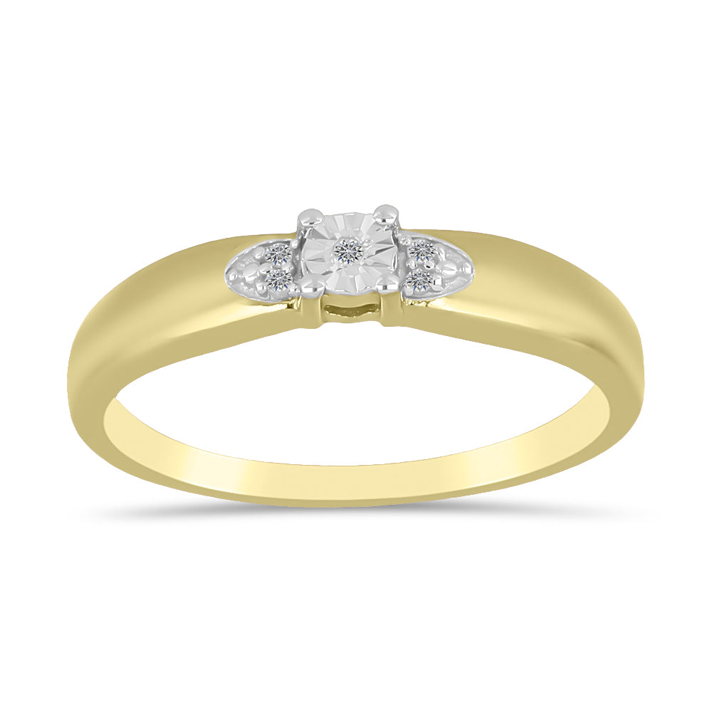 Anillo de Plata Bañada en Oro con Diamante blanco 3 