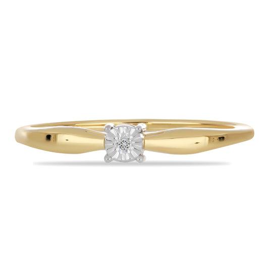 Anillo de Plata Bañada en Oro con Diamante blanco