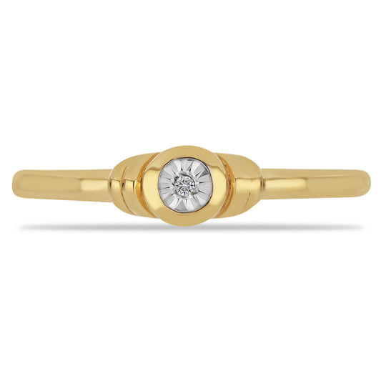 Anillo de Plata Bañada en Oro con Diamante blanco