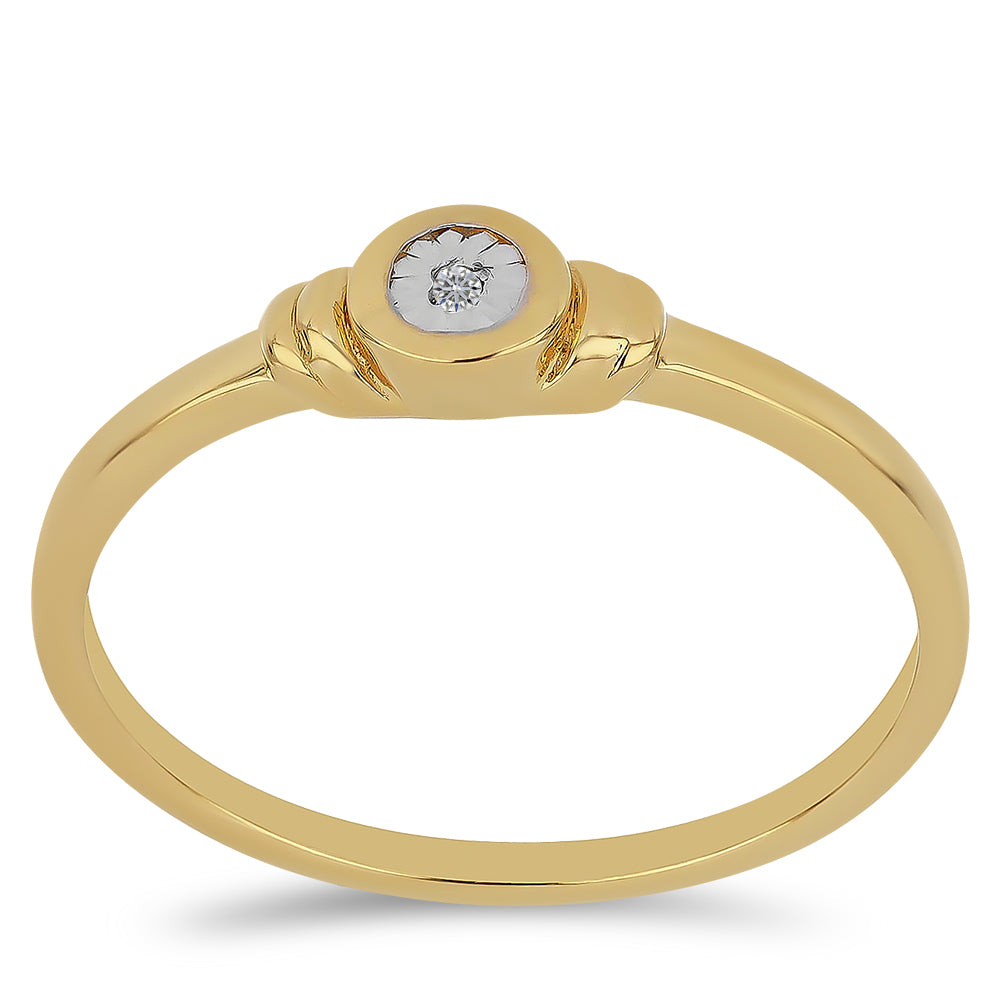 Anillo de Plata Bañada en Oro con Diamante blanco 3 