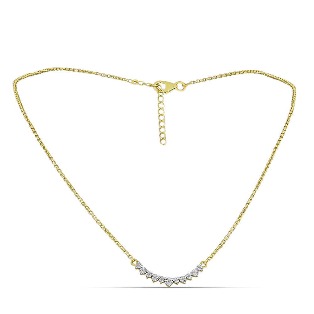Collar de Plata Bañada en Oro con Diamante blanco 1 