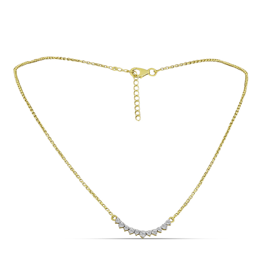 Collar de Plata Bañada en Oro con Diamante blanco 2 