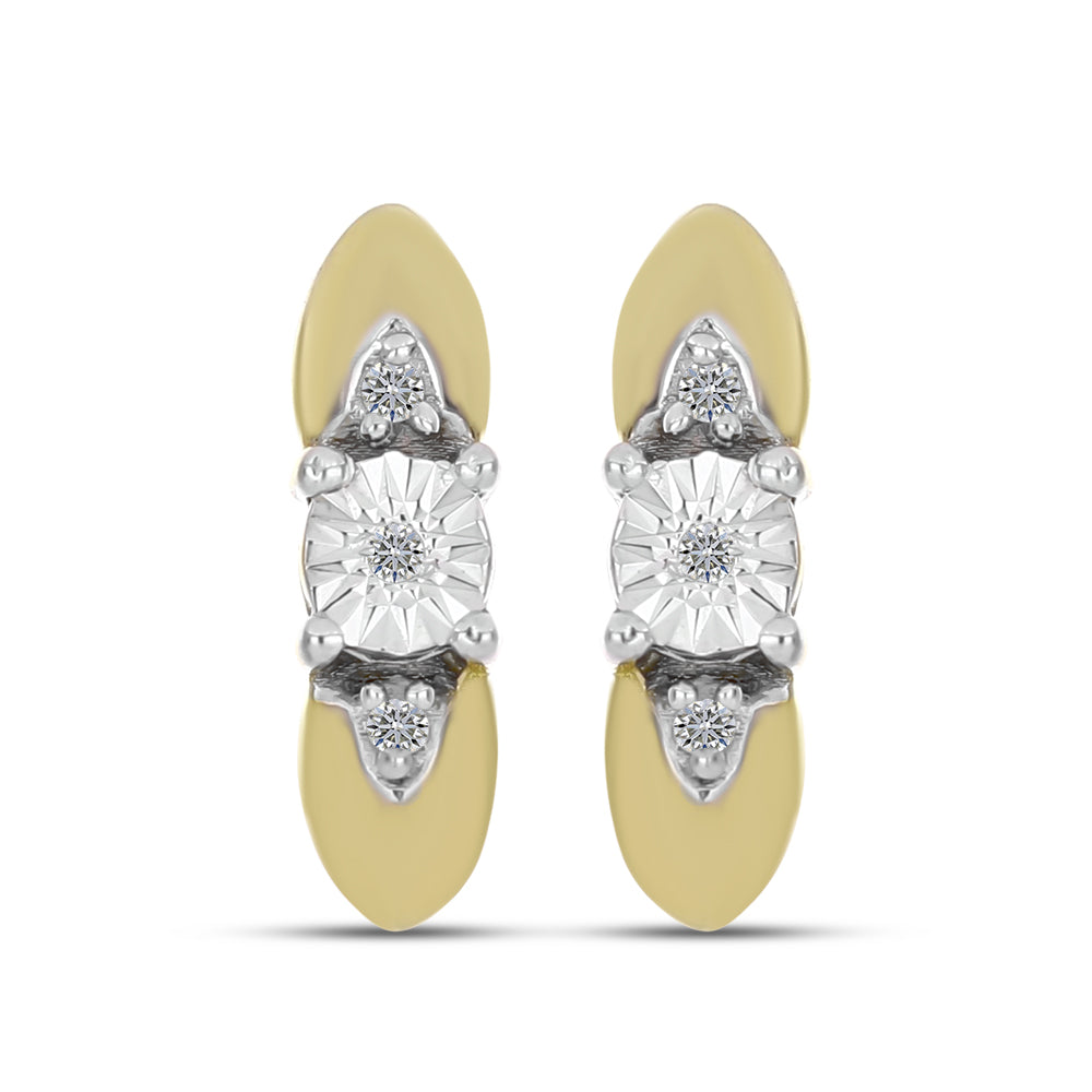 Pendientes de Plata Bañada en Oro con Diamante blanco 1 
