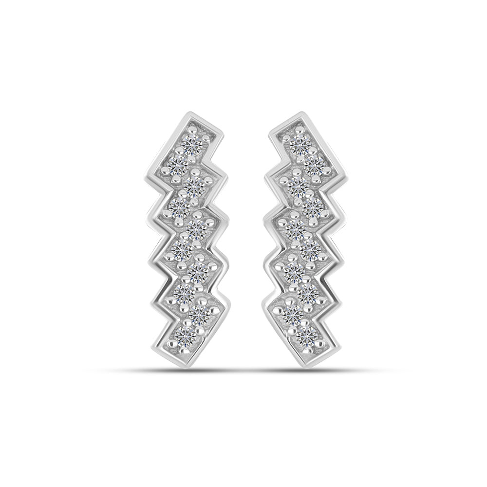 Pendientes de Plata Bañada en Oro con Diamante blanco