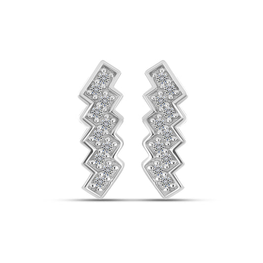 Pendientes de Plata Bañada en Oro con Diamante blanco