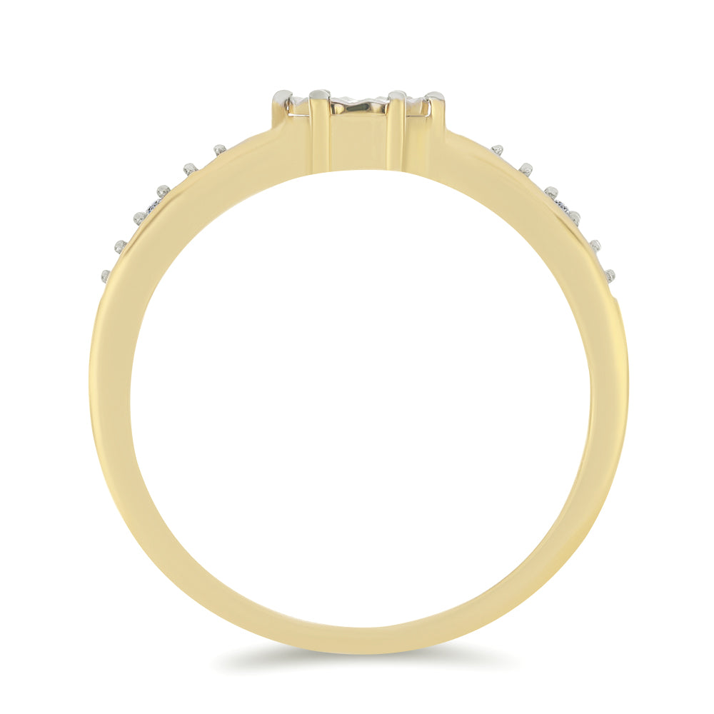 Anillo de Plata Bañada en Oro con Diamante blanco y Zircón Blanco 2 