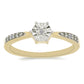Anillo de Plata Bañada en Oro con Diamante blanco y Zircón Blanco