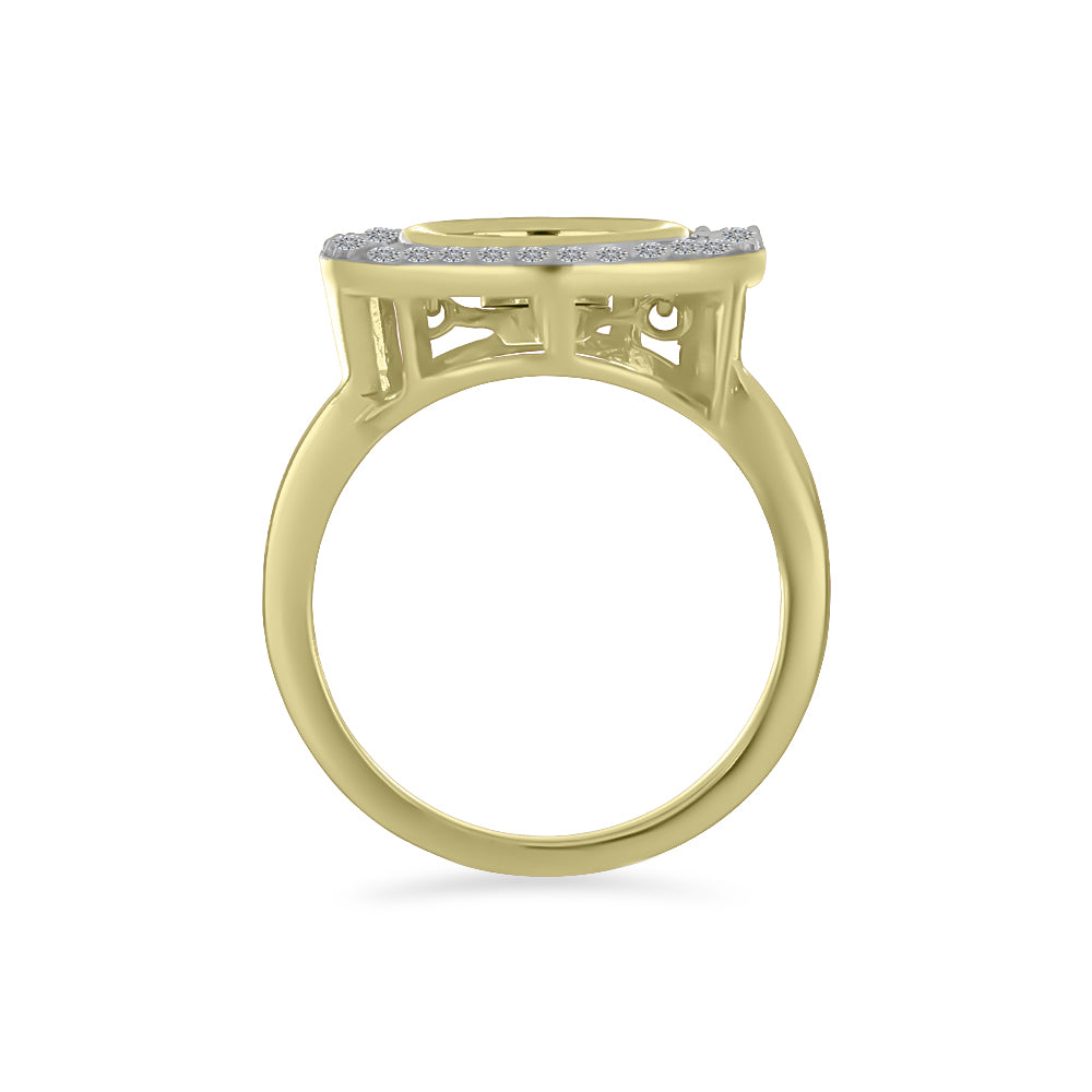 Anillo de Plata Bañada en Oro con Diamante blanco y Zircón Blanco