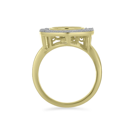 Anillo de Plata Bañada en Oro con Diamante blanco y Zircón Blanco