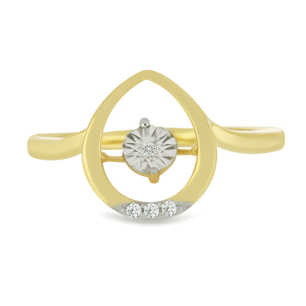 Anillo de Plata Bañada en Oro con Diamante blanco y Zircón Blanco