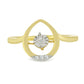 Anillo de Plata Bañada en Oro con Diamante blanco y Zircón Blanco