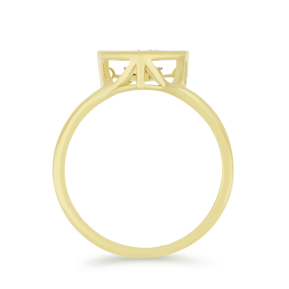 Anillo de Plata Bañada en Oro con Diamante blanco y Zircón Blanco 2 