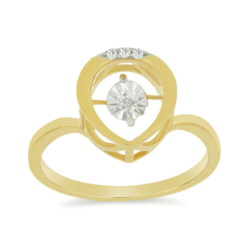 Anillo de Plata Bañada en Oro con Diamante blanco y Zircón Blanco 3 