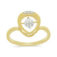 Anillo de Plata Bañada en Oro con Diamante blanco y Zircón Blanco