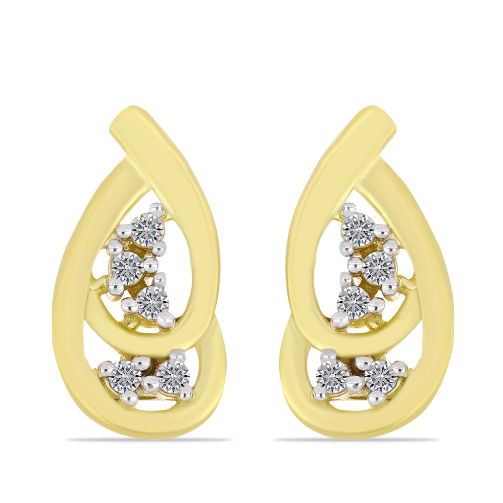 Pendientes de Plata Bañada en Oro con Diamante blanco 1 