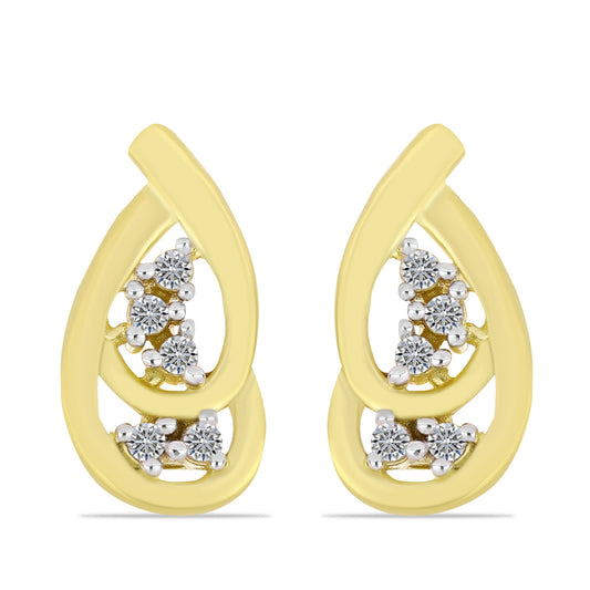 Pendientes de Plata Bañada en Oro con Diamante blanco