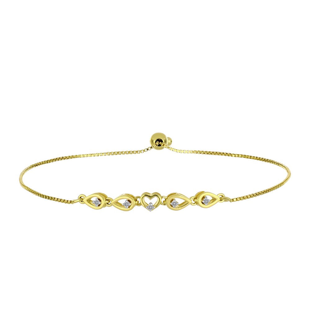 Pulsera de Plata Bañada en Oro con Diamante blanco 4 