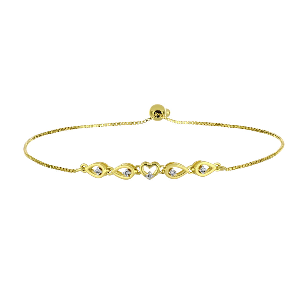 Pulsera de Plata Bañada en Oro con Diamante blanco 2 