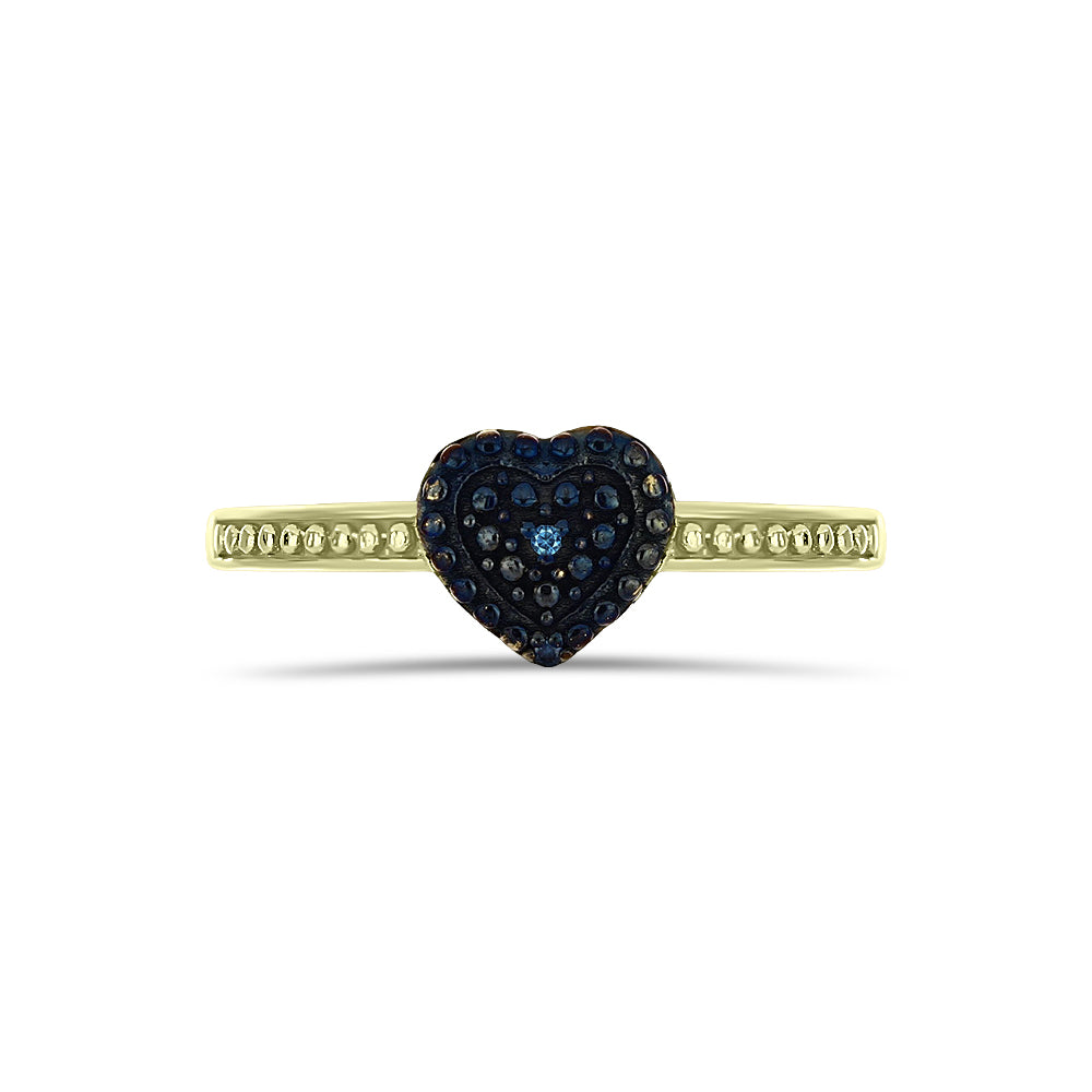 Anillo de Plata Bañada en Oro con Diamante Azul