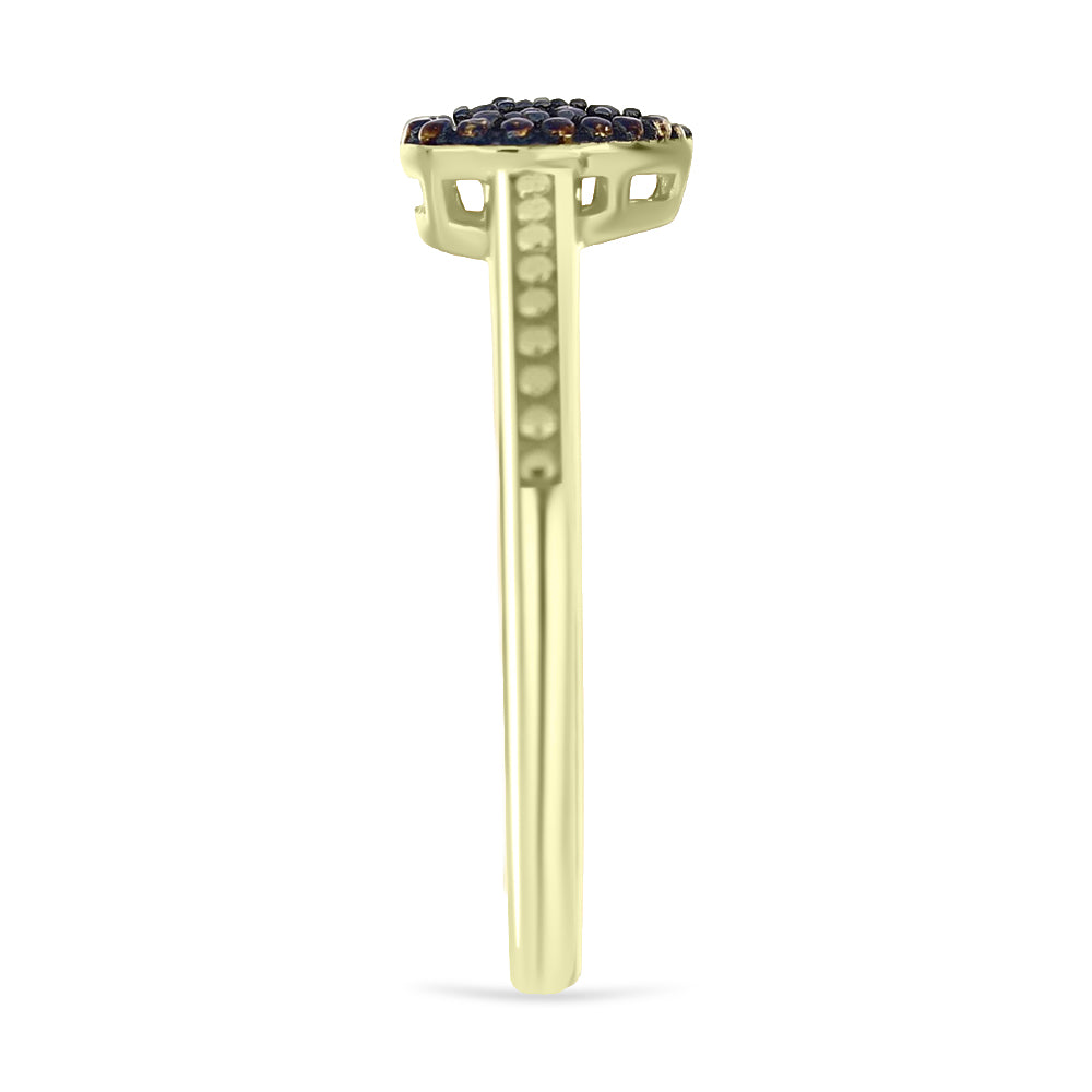 Anillo de Plata Bañada en Oro con Diamante Azul 4 