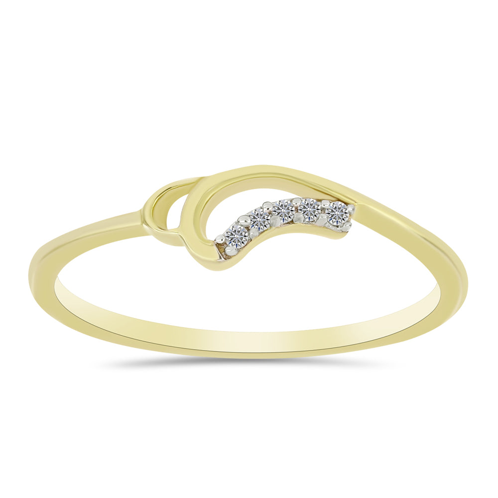Anillo de Plata Bañada en Oro con Diamante blanco 3 
