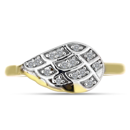 Anillo de Plata Bañada en Oro con Diamante blanco