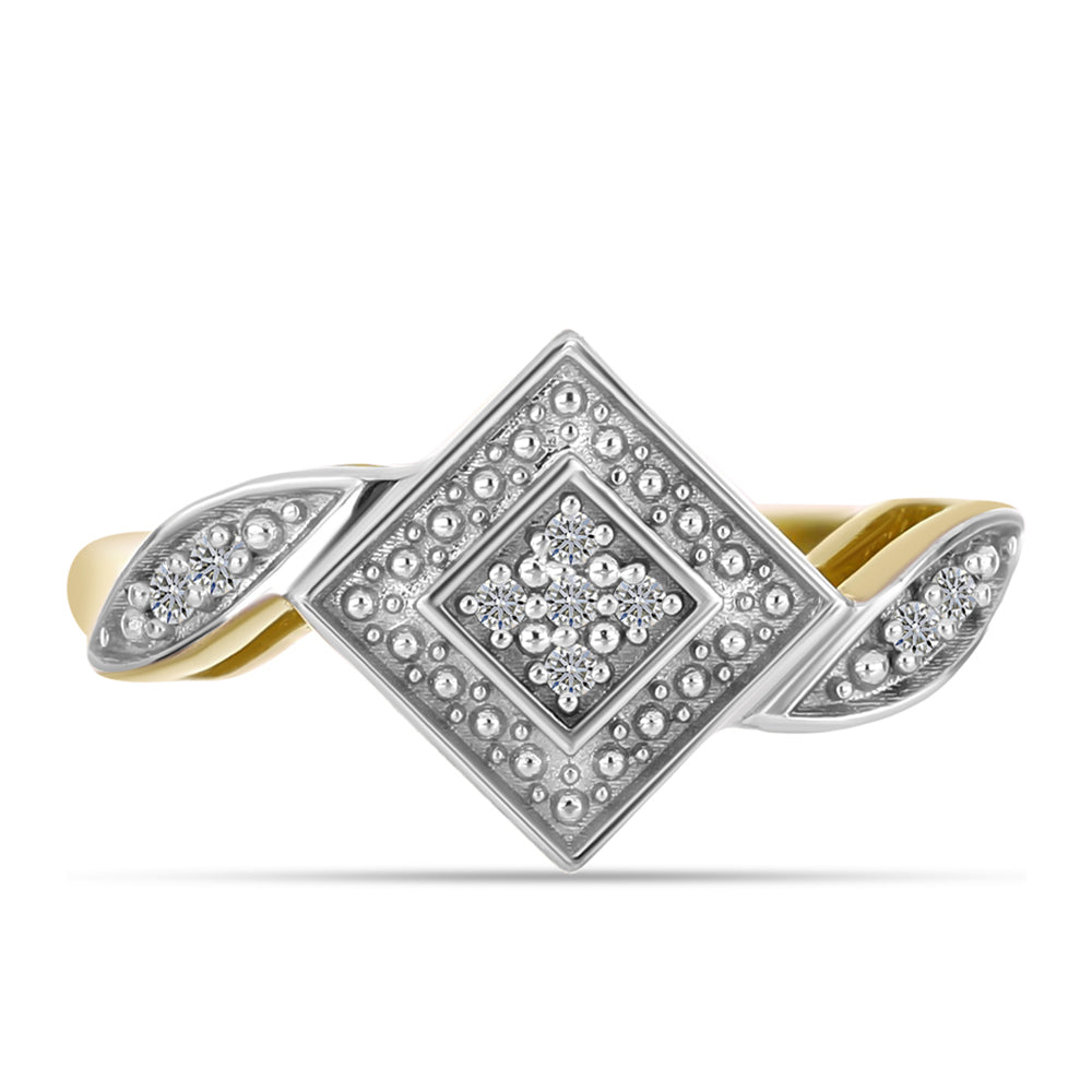 Anillo de Plata Bañada en Oro con Diamante blanco