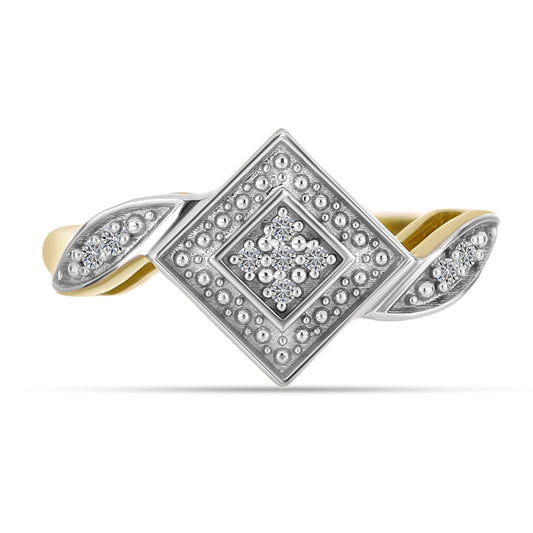 Anillo de Plata Bañada en Oro con Diamante blanco