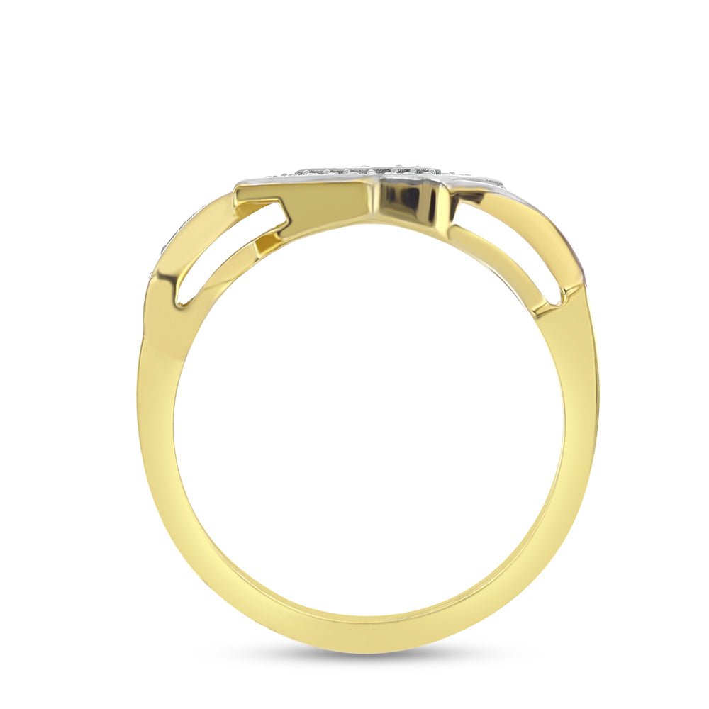 Anillo de Plata Bañada en Oro con Diamante blanco 2 