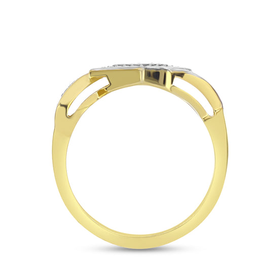 Anillo de Plata Bañada en Oro con Diamante blanco