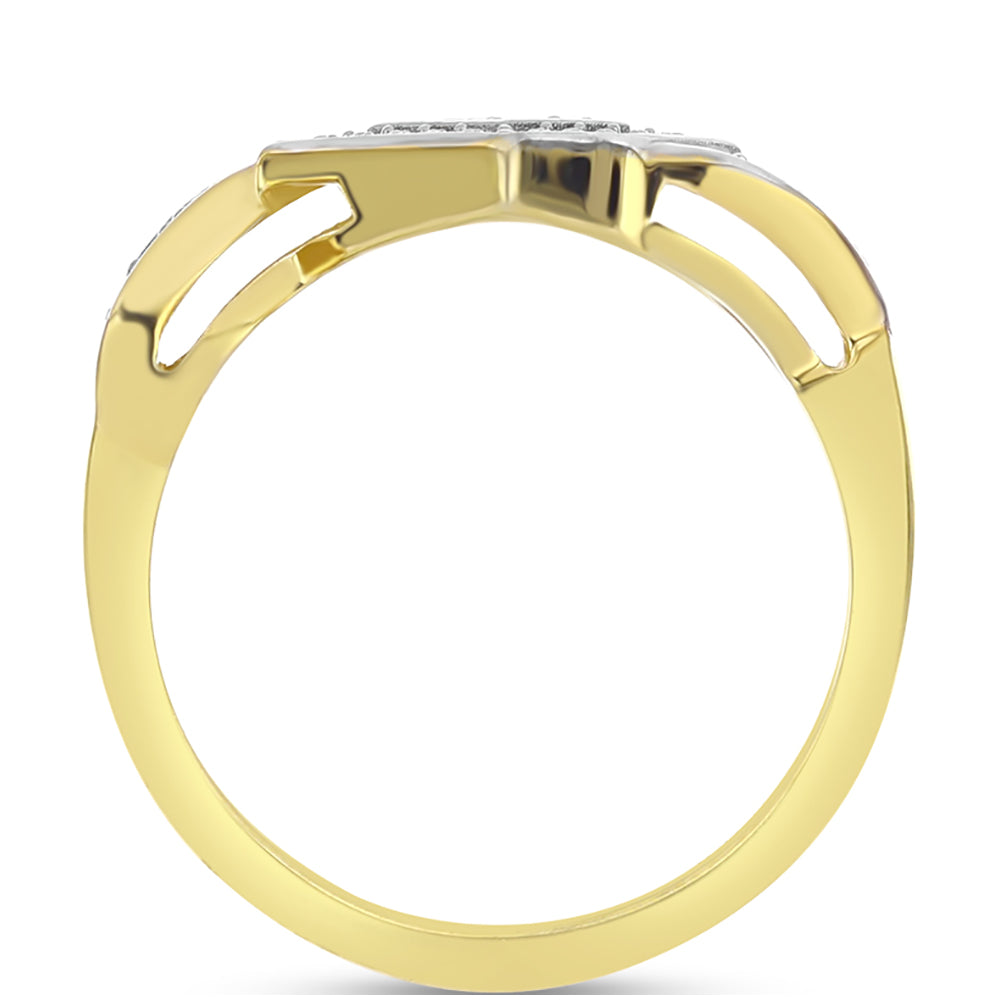 Anillo de Plata Bañada en Oro con Diamante blanco