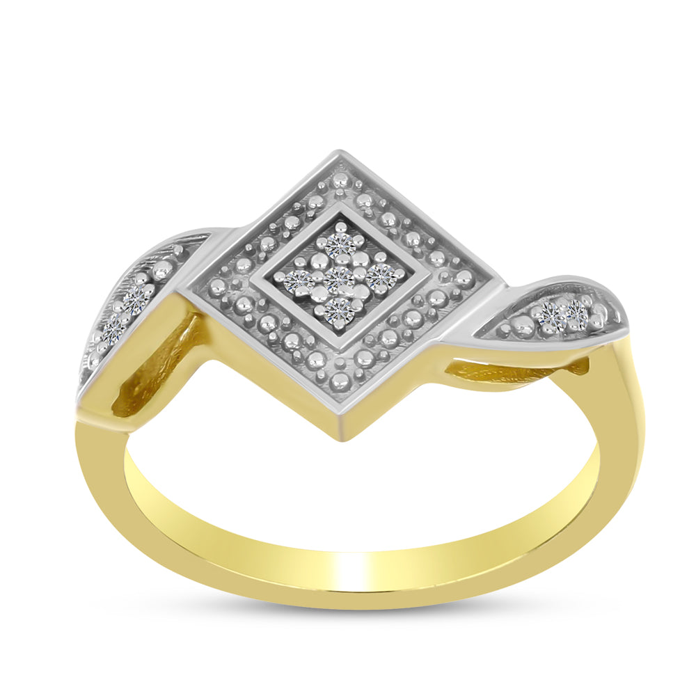 Anillo de Plata Bañada en Oro con Diamante blanco