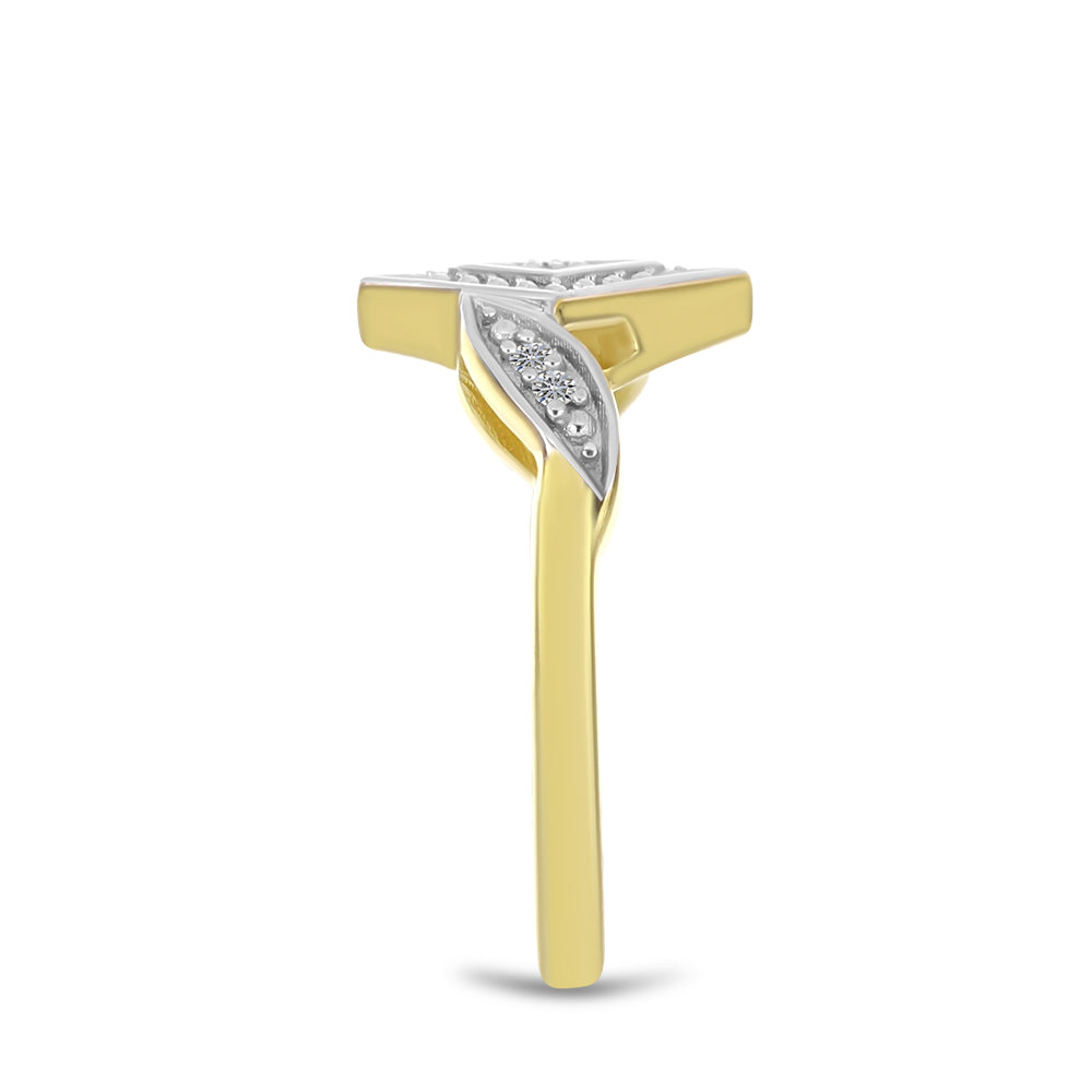 Anillo de Plata Bañada en Oro con Diamante blanco