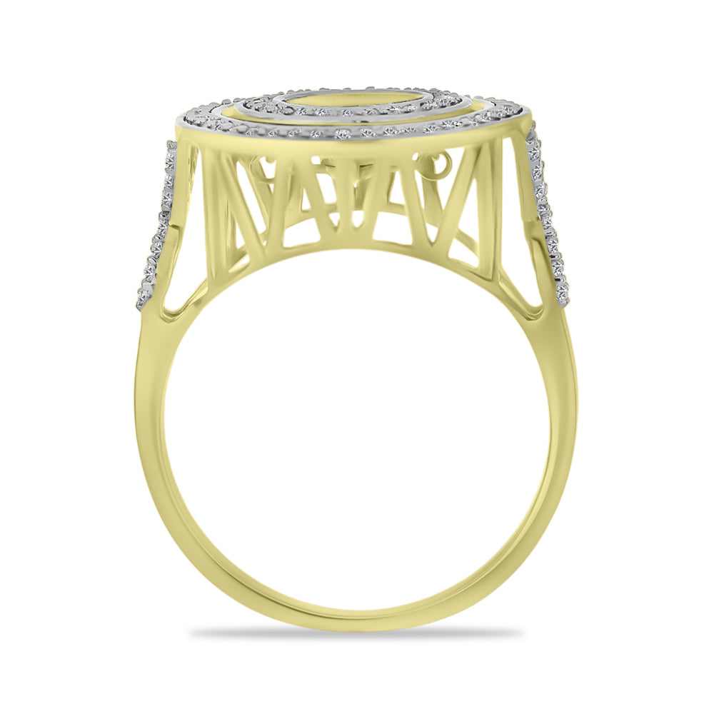 Anillo de Plata Bañada en Oro con Diamante blanco y Zircón Blanco 2 