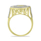 Anillo de Plata Bañada en Oro con Diamante blanco y Zircón Blanco
