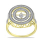 Anillo de Plata Bañada en Oro con Diamante blanco y Zircón Blanco